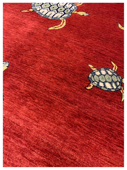 Artisan Lorraine Red Gold Modern Knotted Rug - Rugs - Artisan - Atlanta Designer Rugs