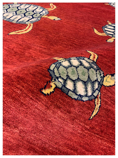 Artisan Lorraine Red Gold Modern Knotted Rug - Rugs - Artisan - Atlanta Designer Rugs