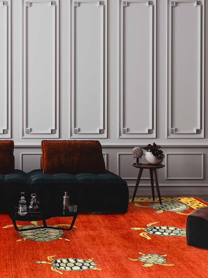 Artisan Lorraine Red Gold Modern Knotted Rug - Rugs - Artisan - Atlanta Designer Rugs