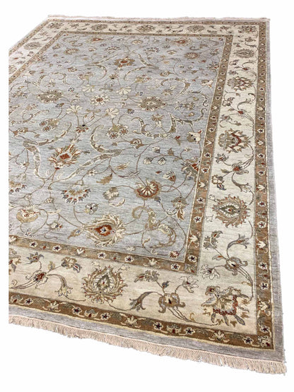 Artisan Pamela  Aqua Ivory Traditional Knotted Rug