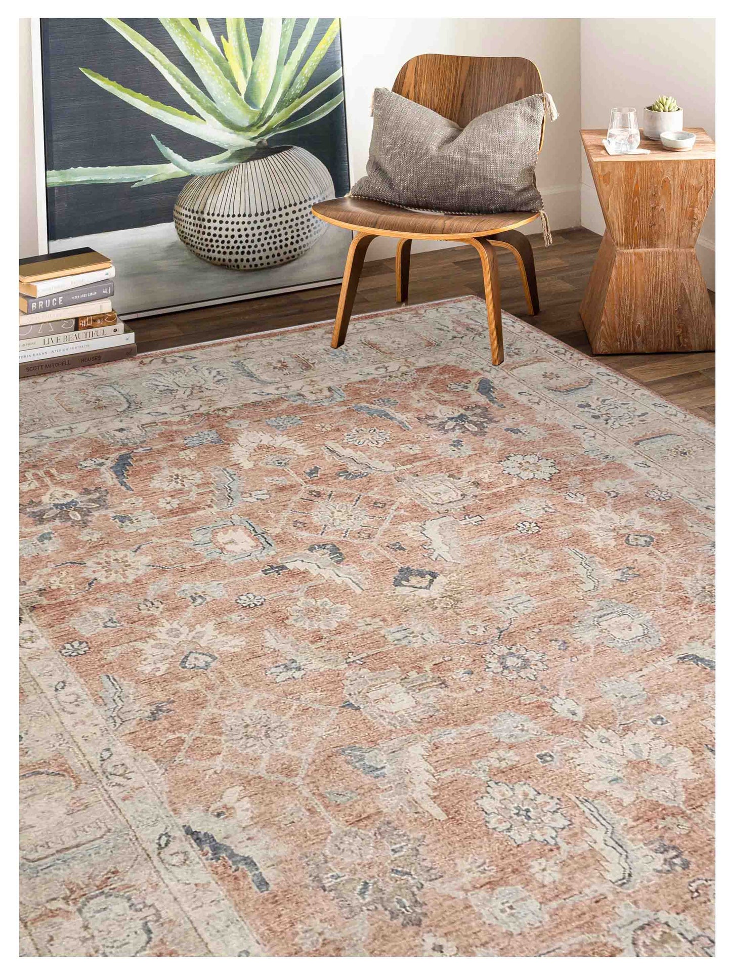 Artisan Julie  Rust Beige Traditional Knotted Rug