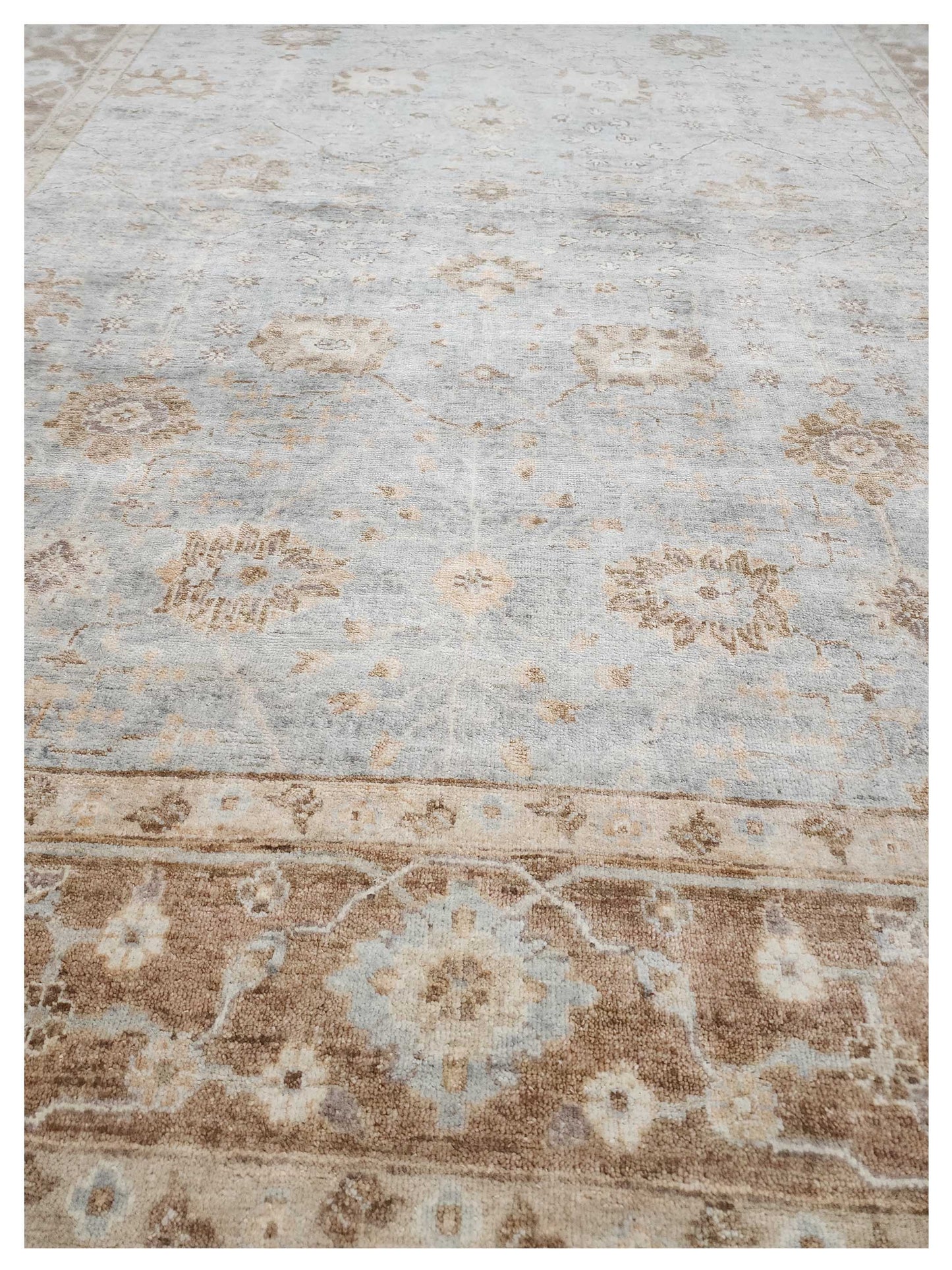 Artisan Julie  Sage Green Rust Traditional Knotted Rug
