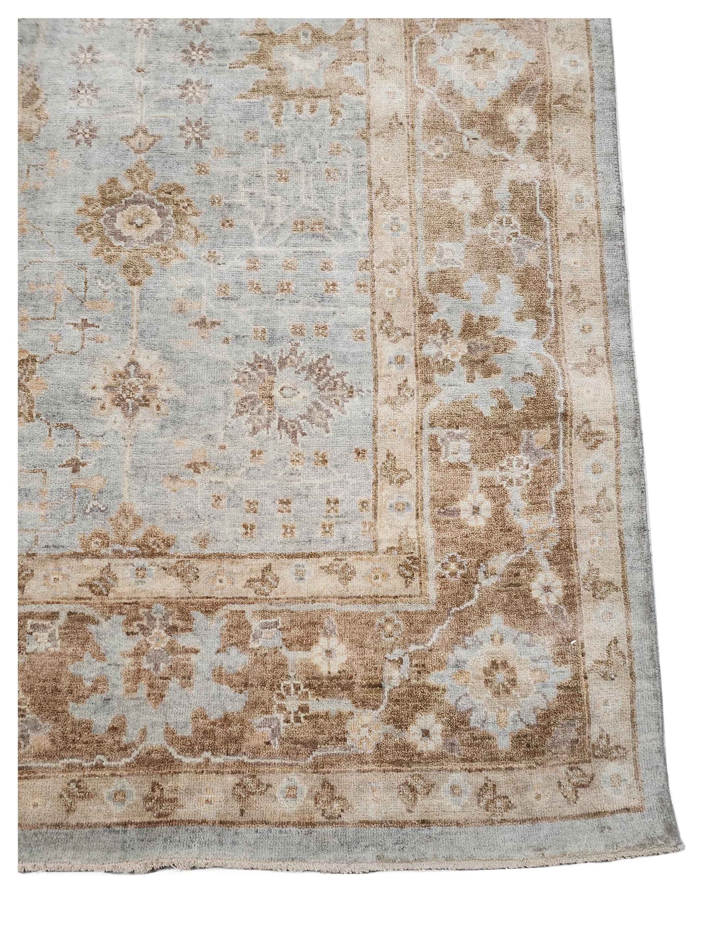 Artisan Julie  Sage Green Rust Traditional Knotted Rug