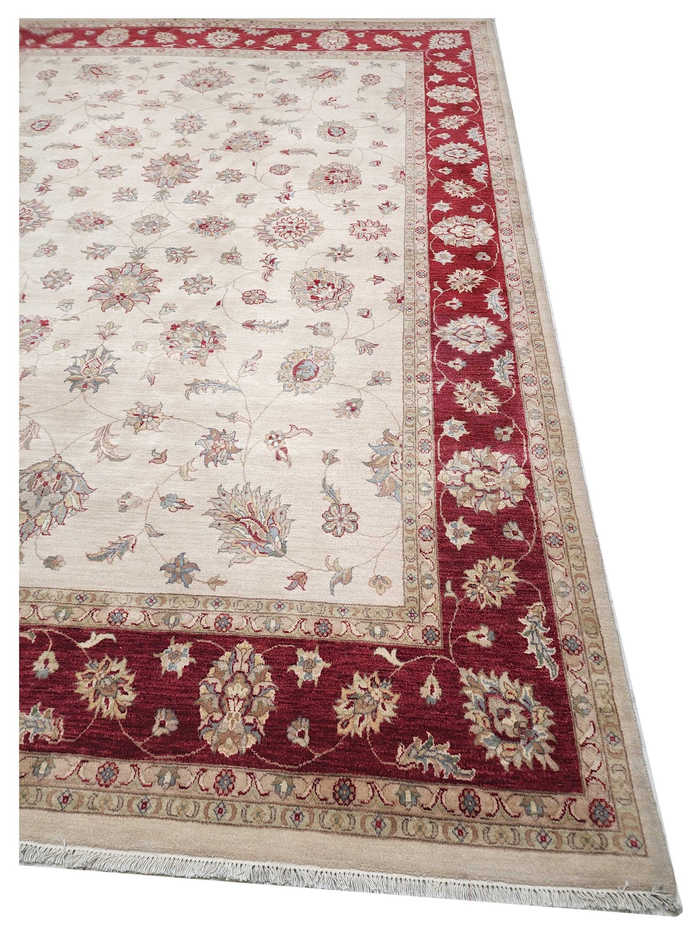 Artisan Zara  Beige Red Traditional Knotted Rug
