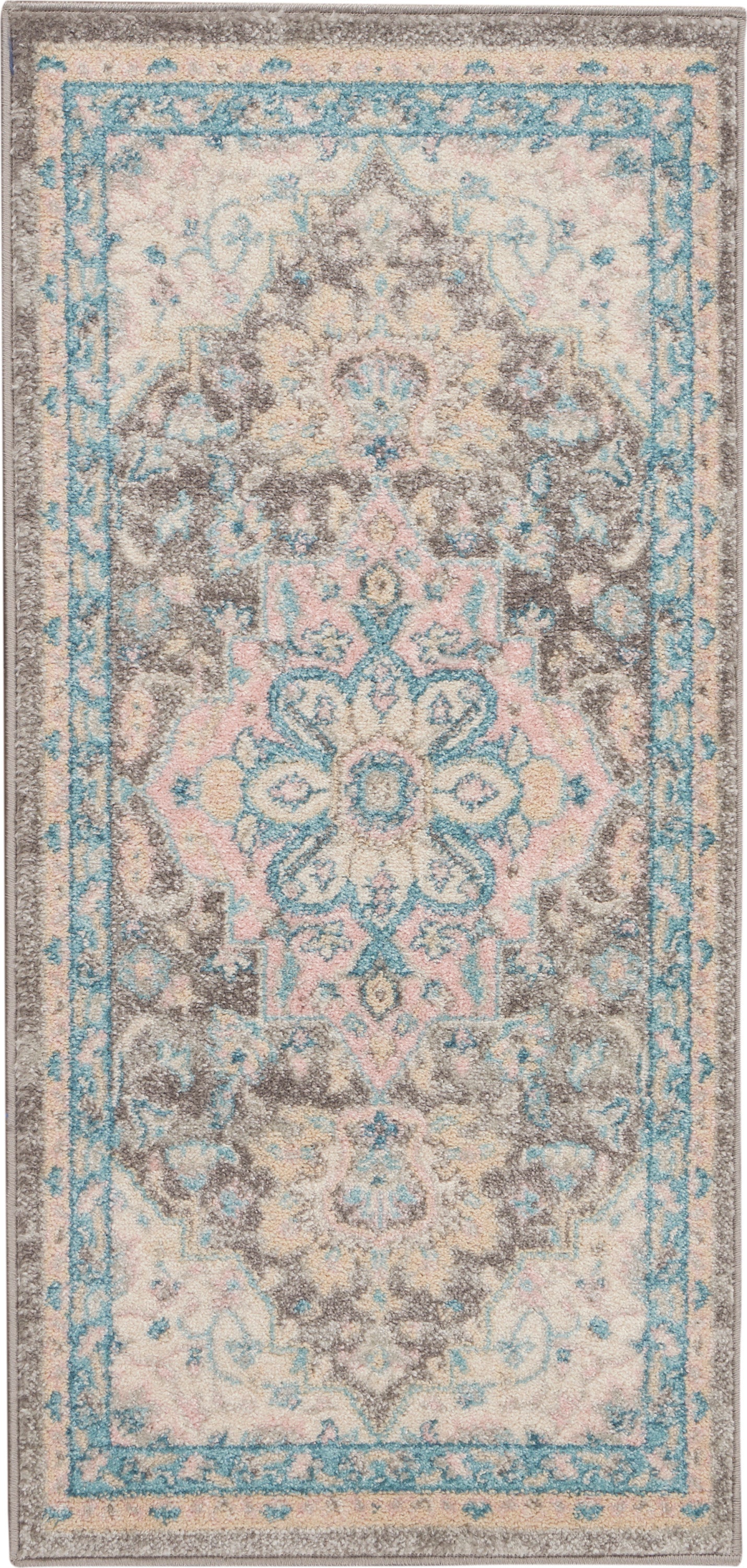 Nourison Home Tranquil TRA07 Light Grey Multicolor Traditional Machinemade Rug
