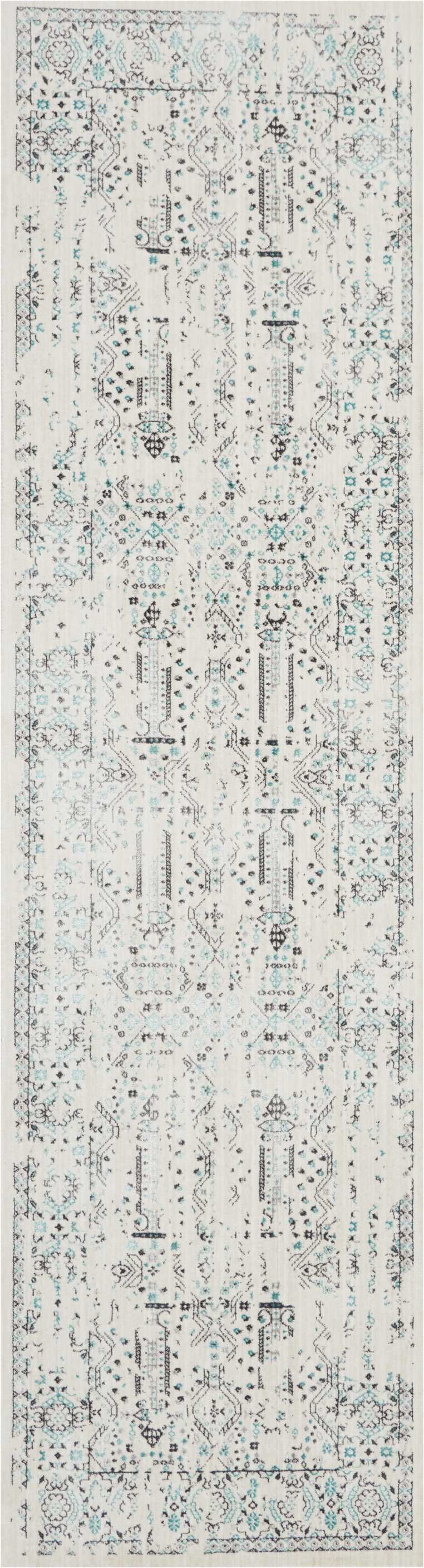 Nourison Home Silver Screen KI343 Ivory Teal Transitional Machinemade Rug