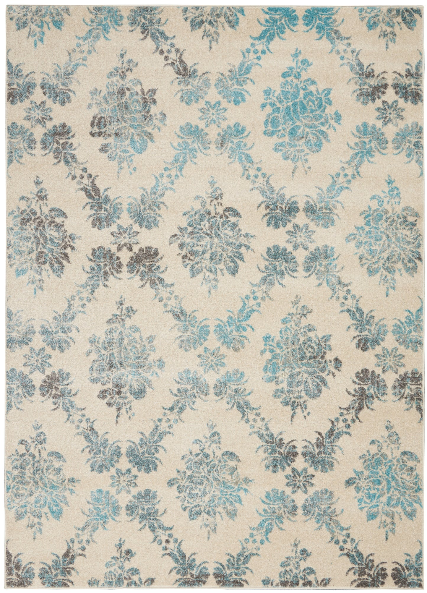 Nourison Home Tranquil TRA09 Ivory Turquoise  Transitional Machinemade Rug