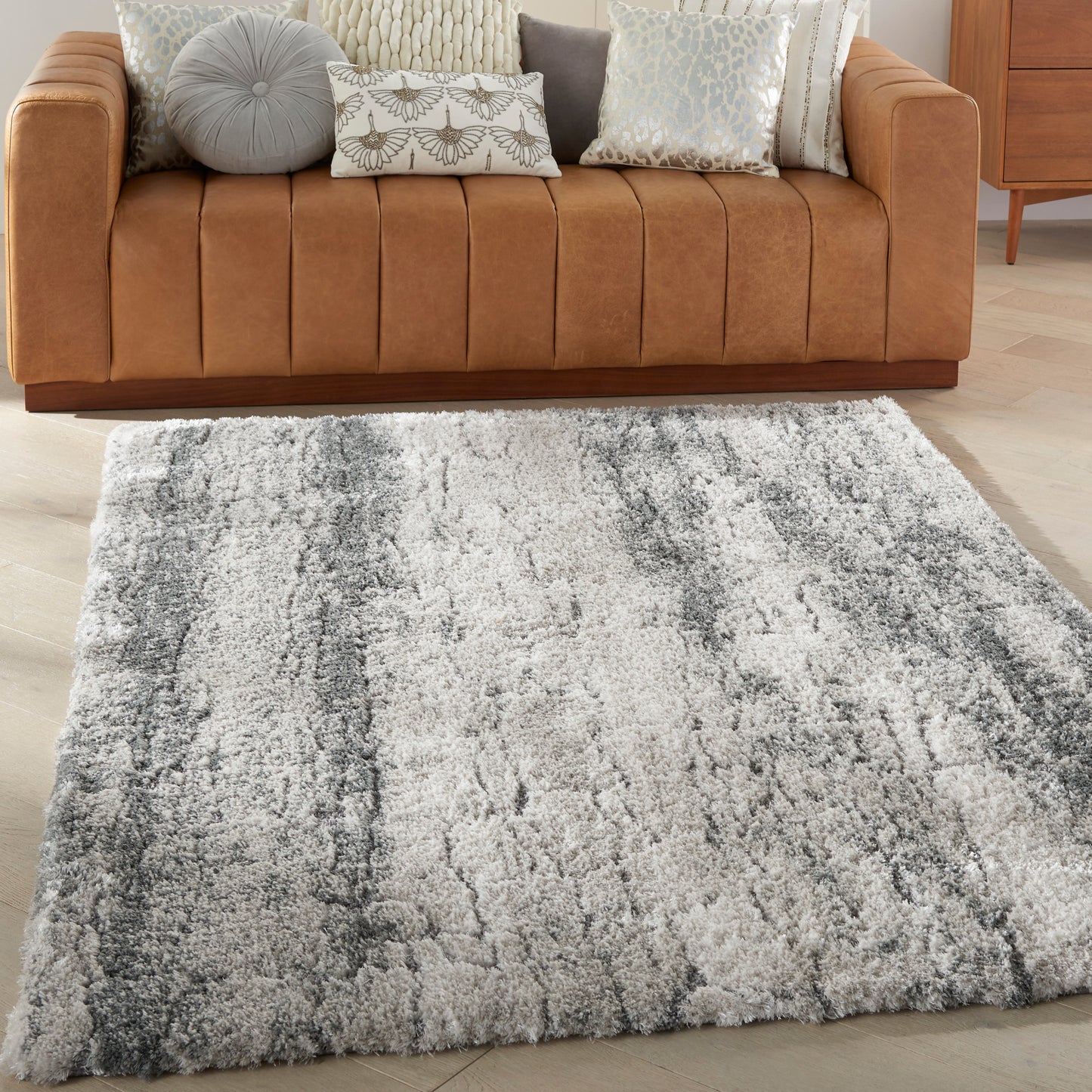 Nourison Home Dreamy Shag DRS01 Ivory Charcoal  Contemporary Machinemade Rug