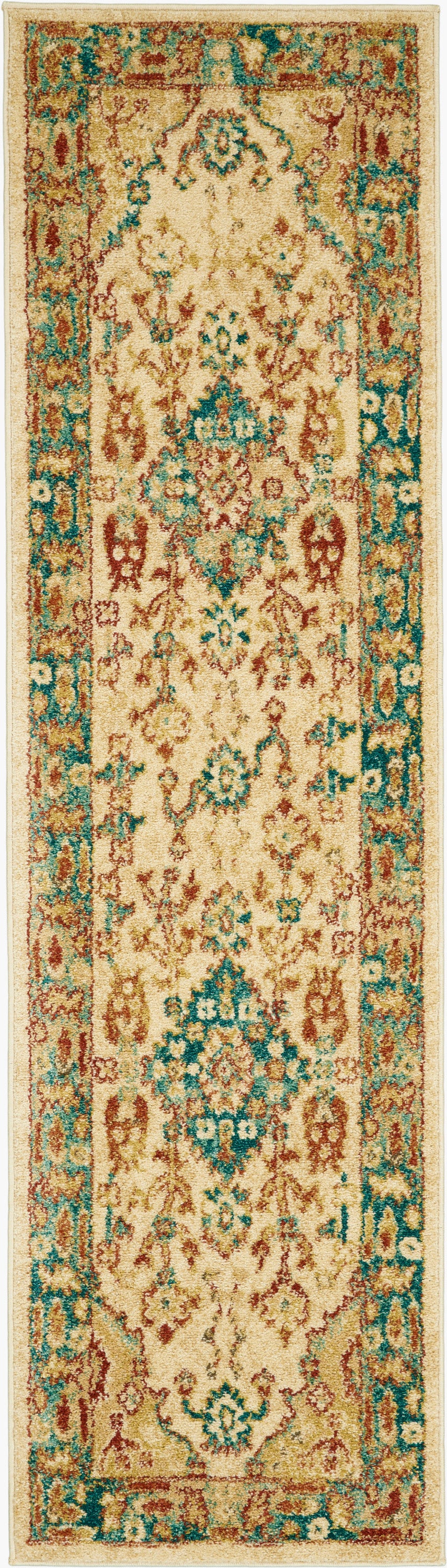 Nourison Home Traditional Antique TRQ04 Ivory Teal Traditional Machinemade Rug