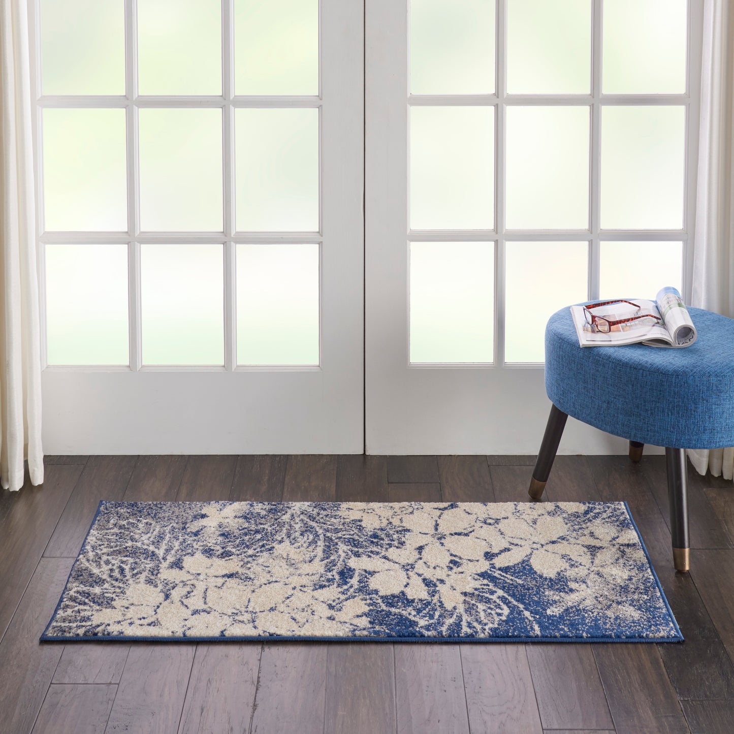 Nourison Home Tranquil TRA08 Beige Navy  Contemporary Machinemade Rug