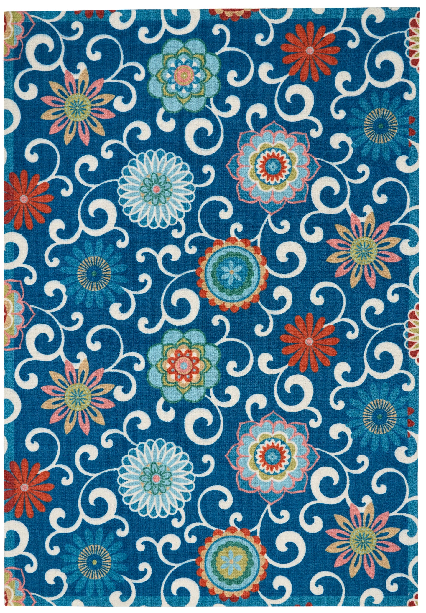 Waverly Sun N Shade SND84 Blue Multicolor  Contemporary Machinemade Rug