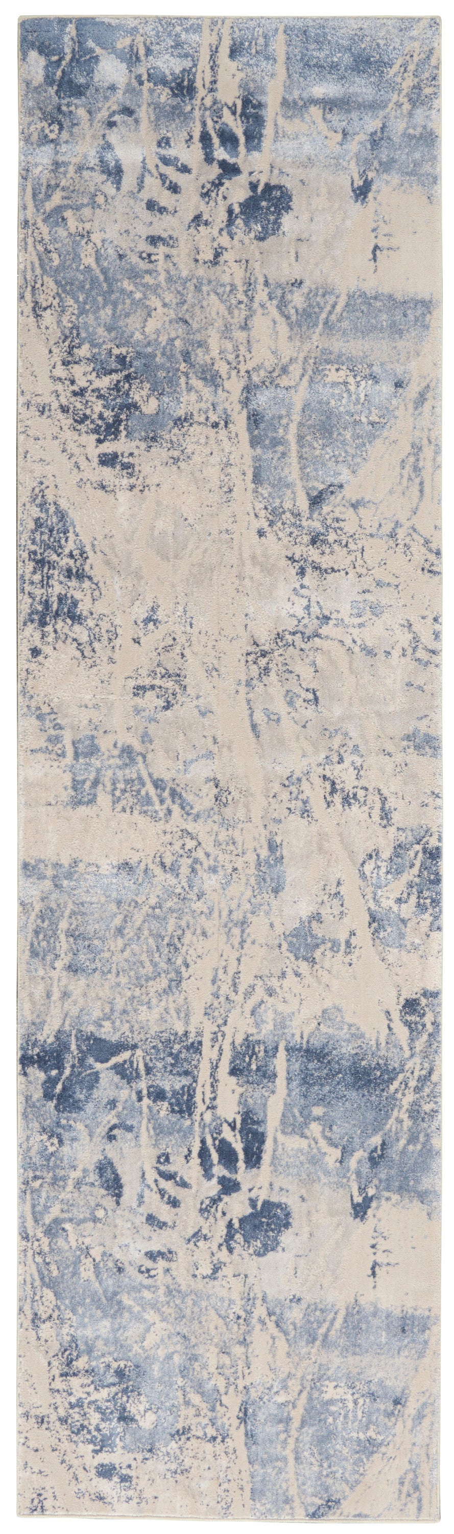 Nourison Home Silky Textures SLY02 Blue Cream Contemporary Machinemade Rug