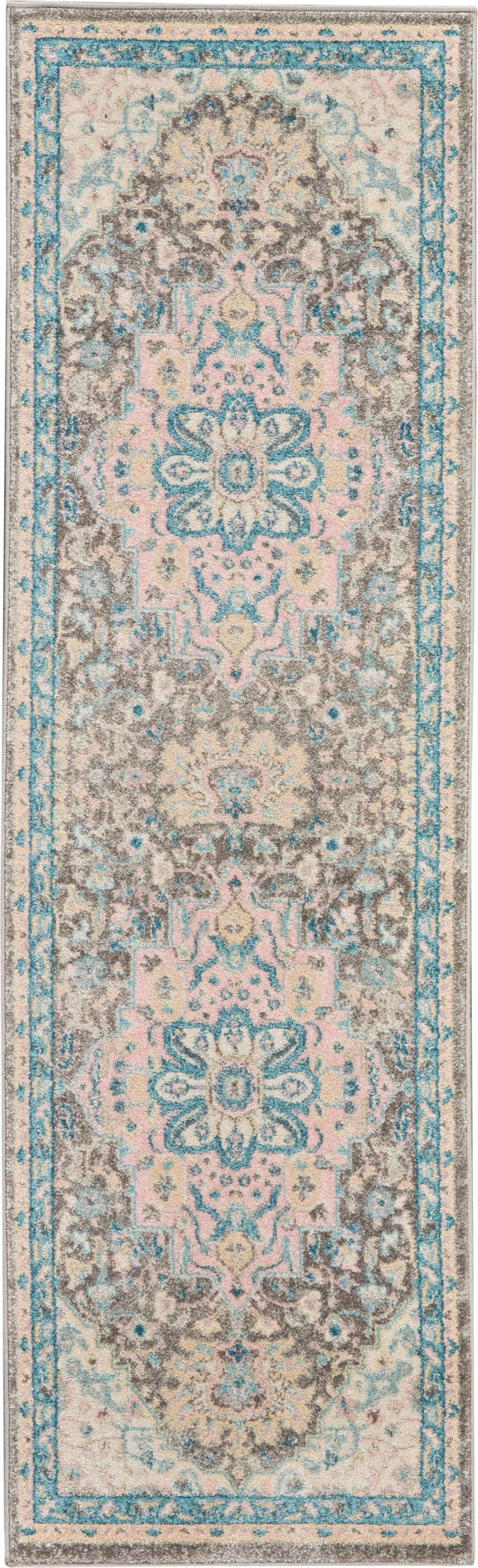 Nourison Home Tranquil TRA07 Light Grey Multicolor  Traditional Machinemade Rug
