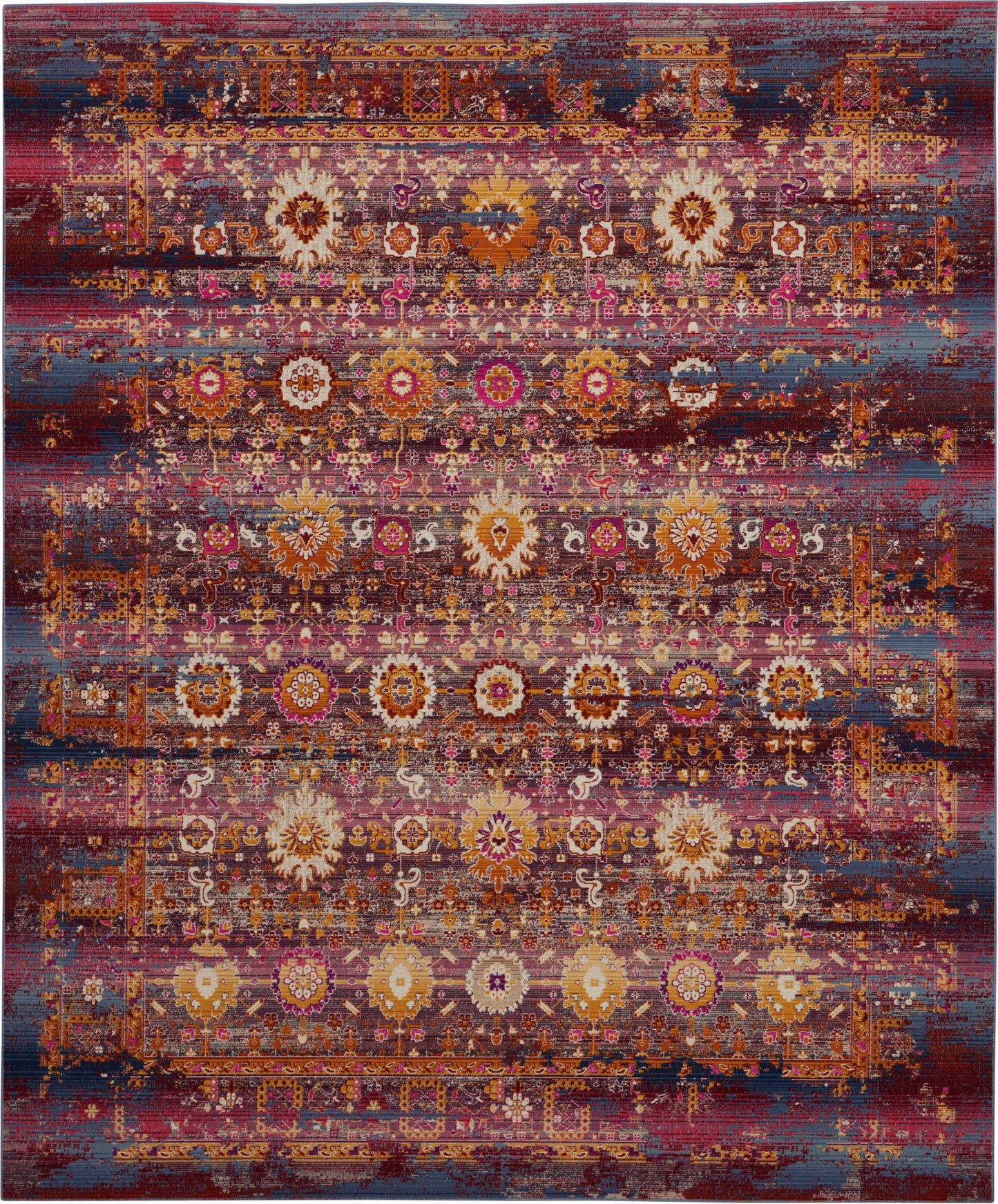 Nourison Home Vintage Kashan VKA03 Red Multicolor  Traditional Machinemade Rug