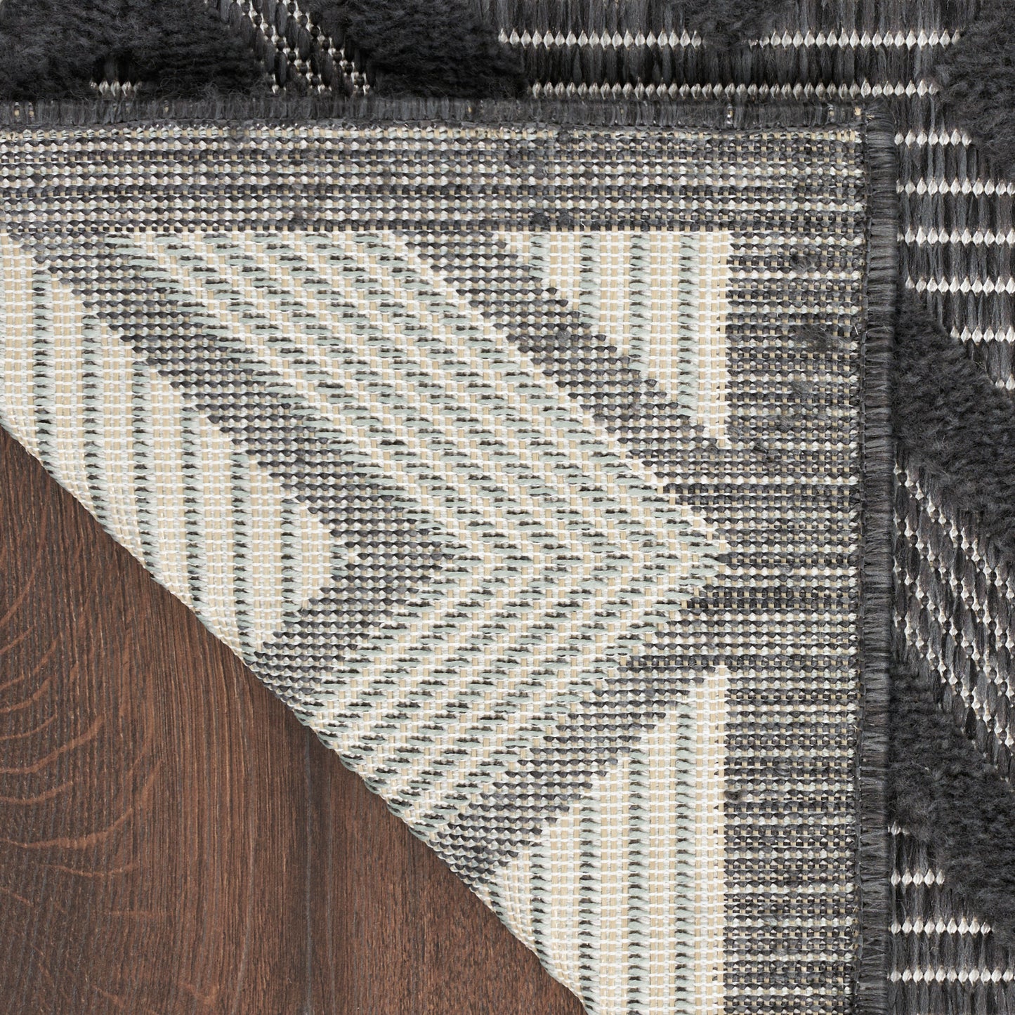Nourison Home Versatile NRV01 Charcoal Black  Contemporary Flat Weave Rug