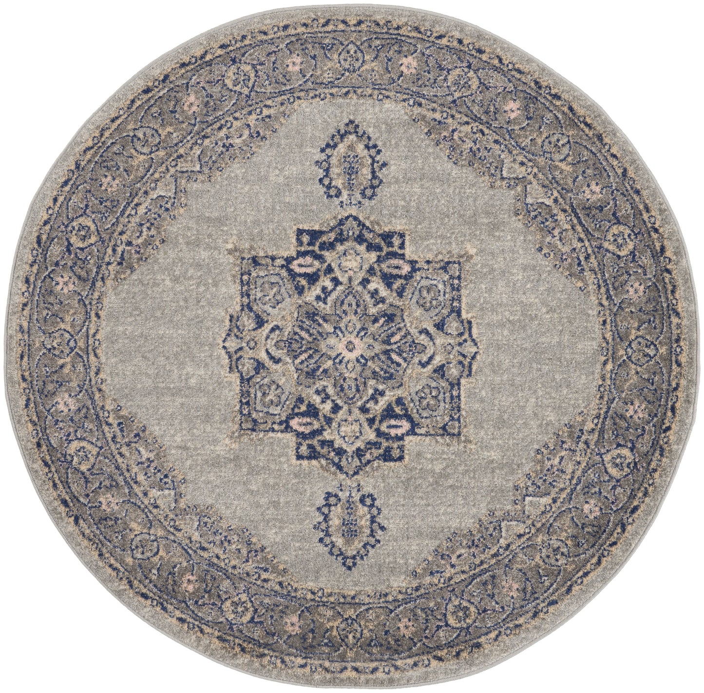 Nourison Home Tranquil TRA14 Grey Navy  Traditional Machinemade Rug