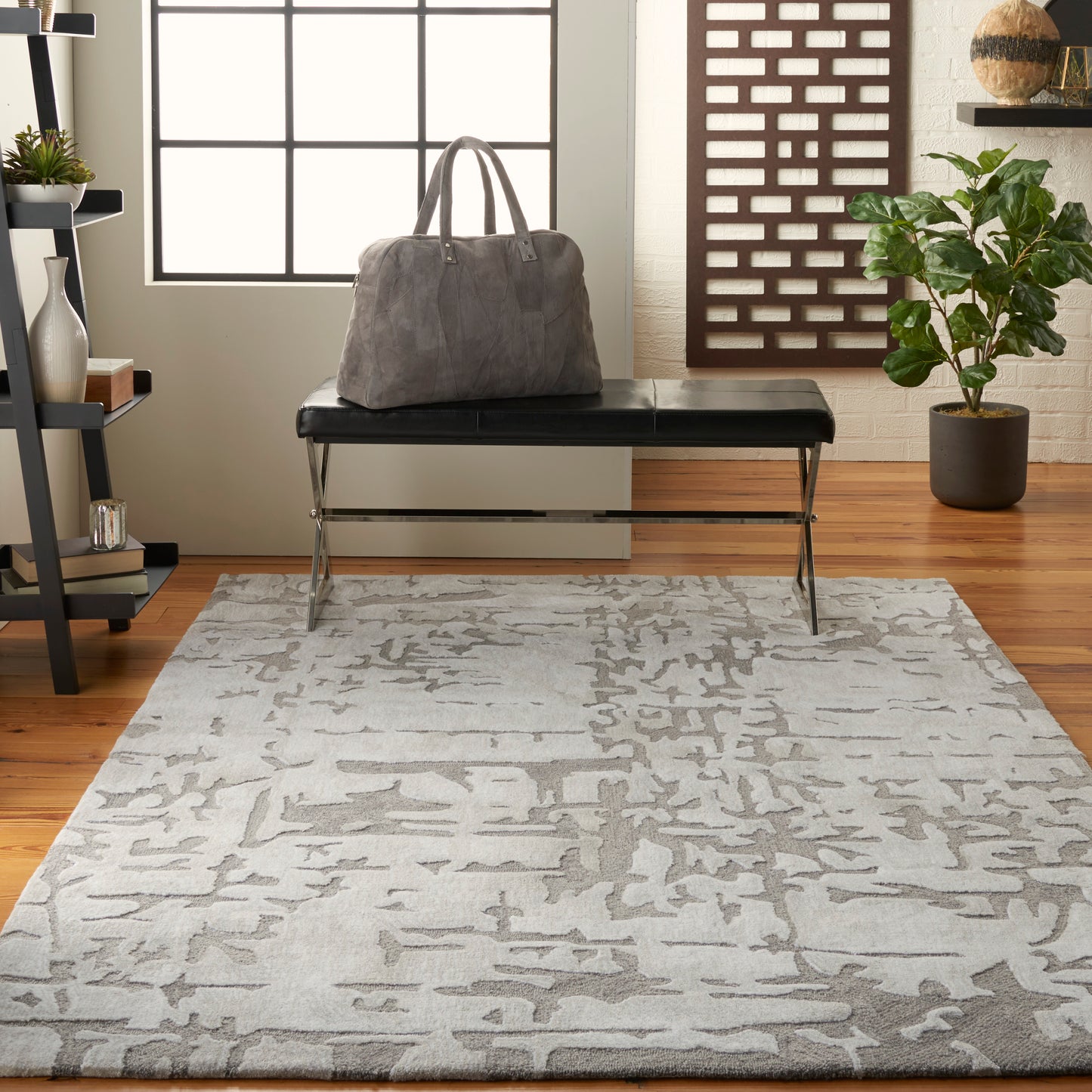 Nourison Home Symmetry SMM03 Ivory Taupe  Contemporary Tufted Rug