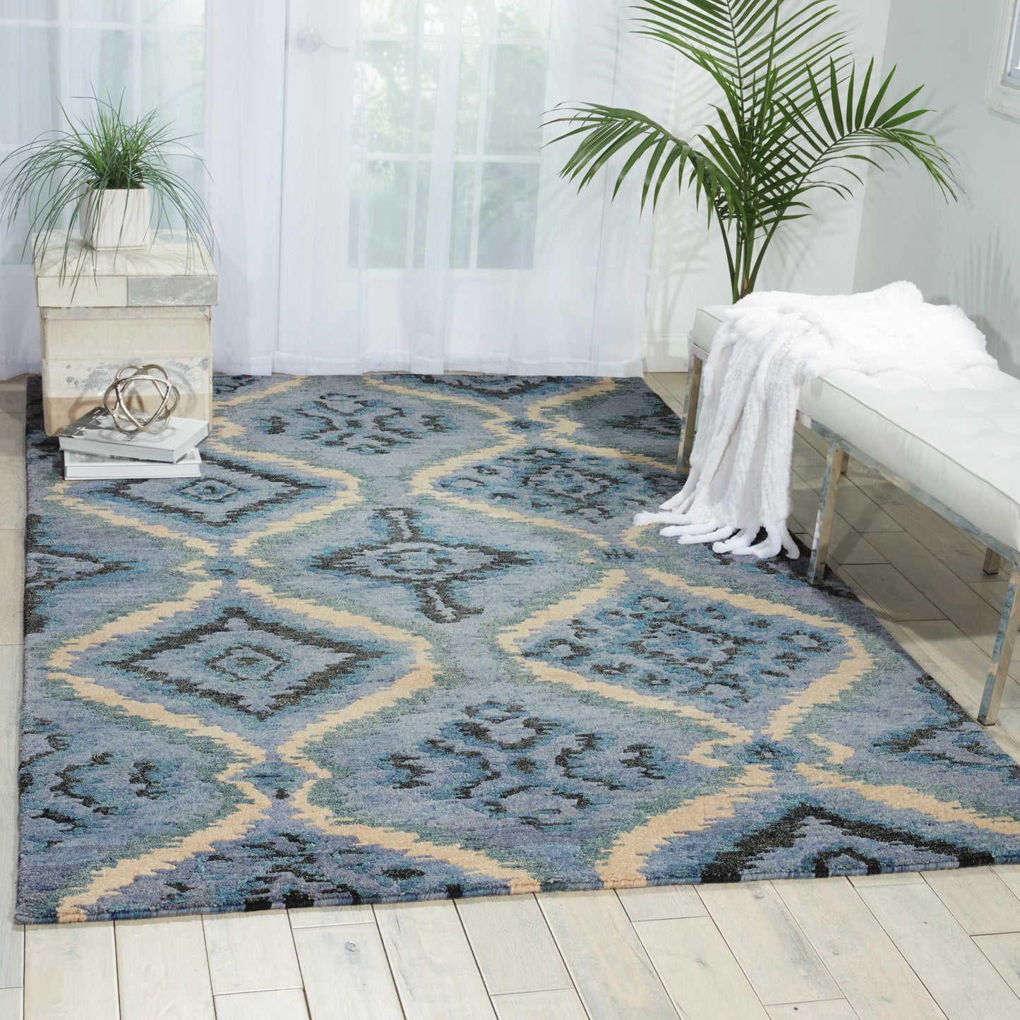 Nourison Home Tahoe Modern MTA06 Denim Blue  Contemporary Knotted Rug