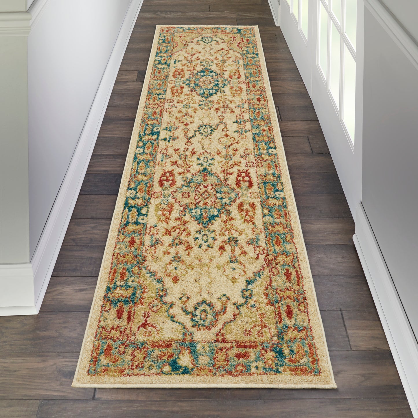 Nourison Home Traditional Antique TRQ04 Ivory Teal  Traditional Machinemade Rug