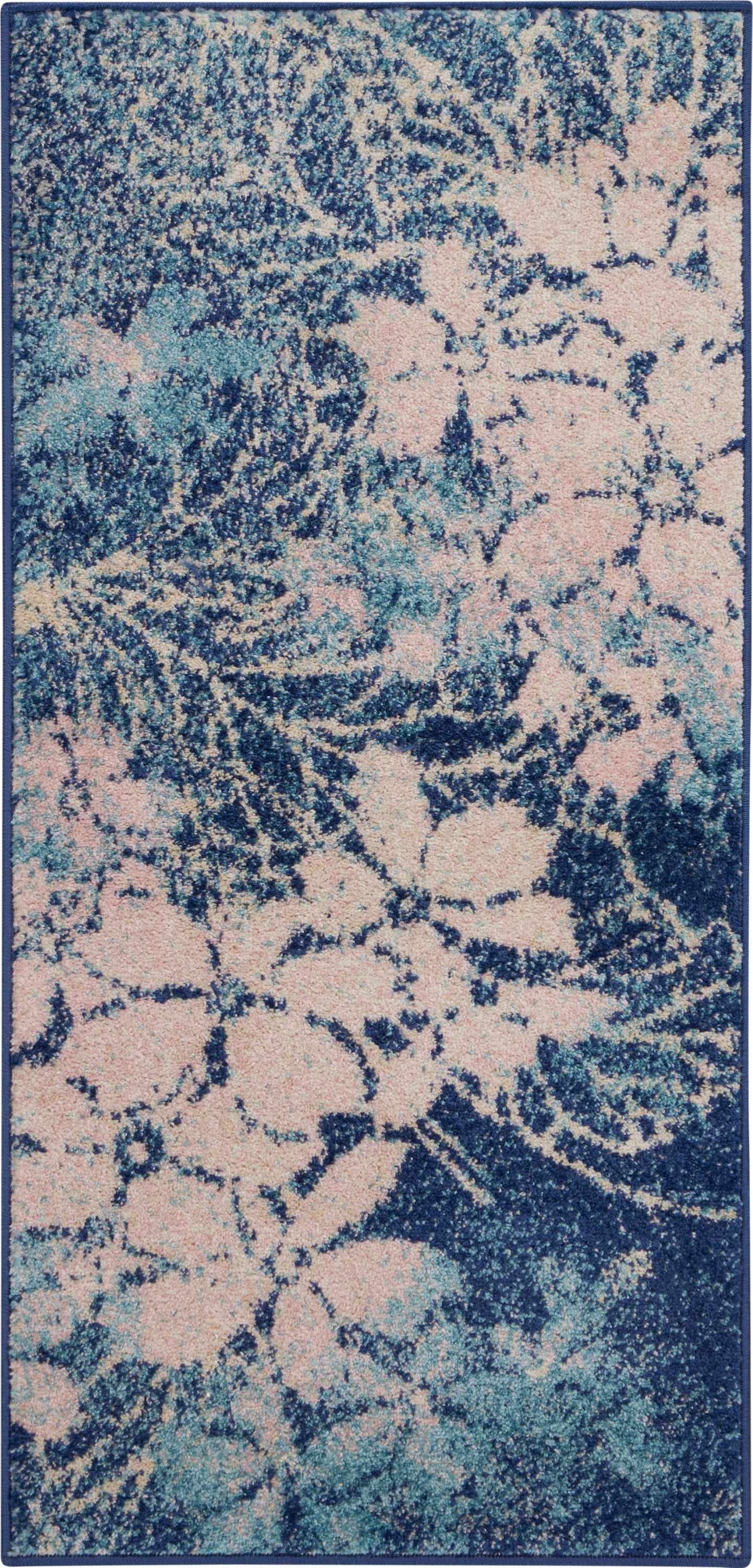Nourison Home Tranquil TRA08 Navy Pink Contemporary Machinemade Rug