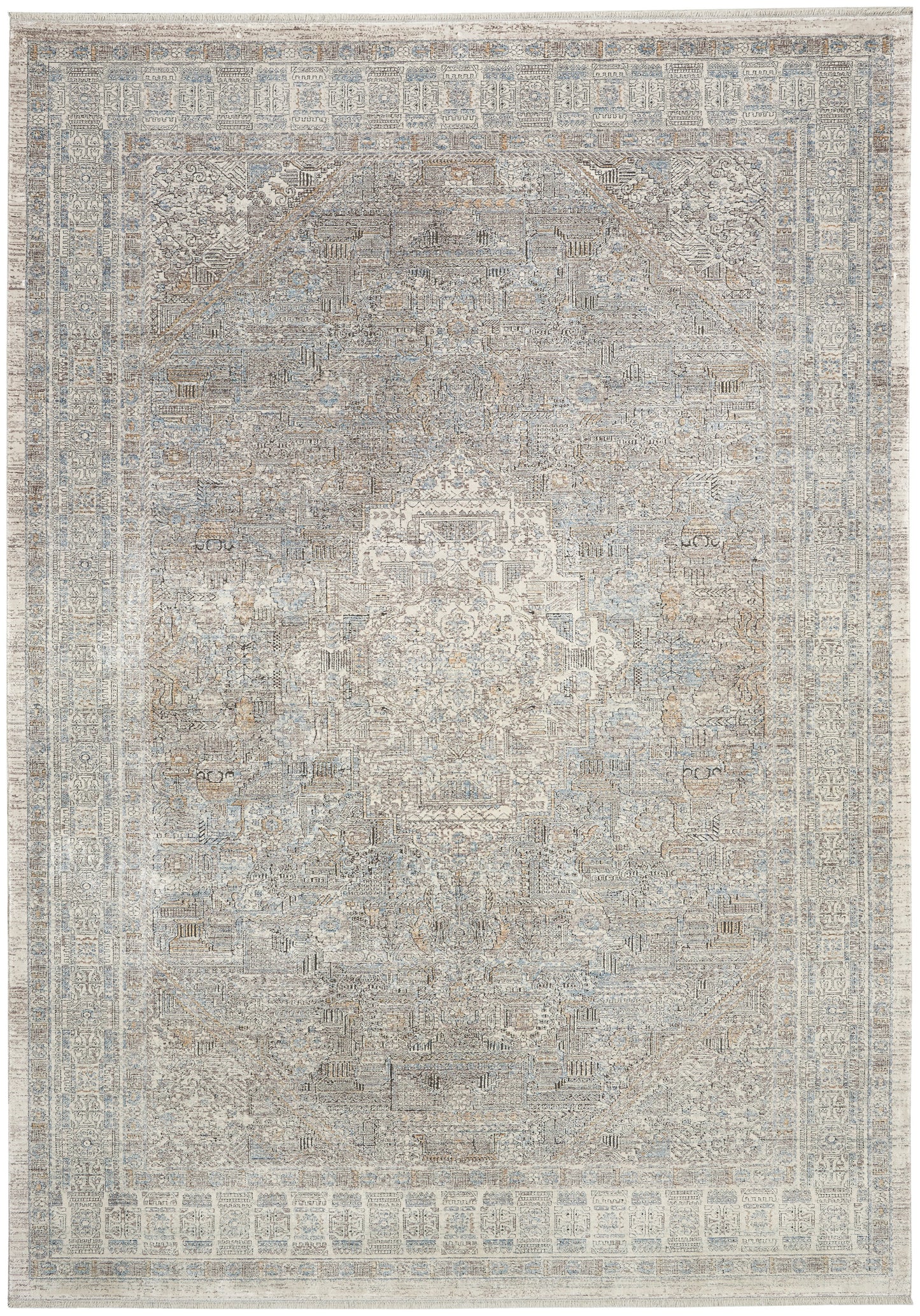 Nourison Home Starry Nights STN02 Cream Grey Traditional Woven Rug
