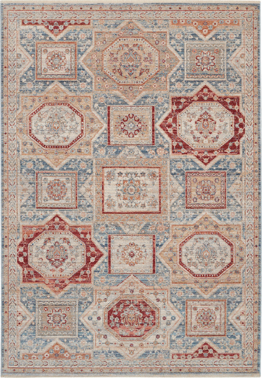 Nourison Home Homestead HMS02 Blue Multicolor  Traditional Machinemade Rug