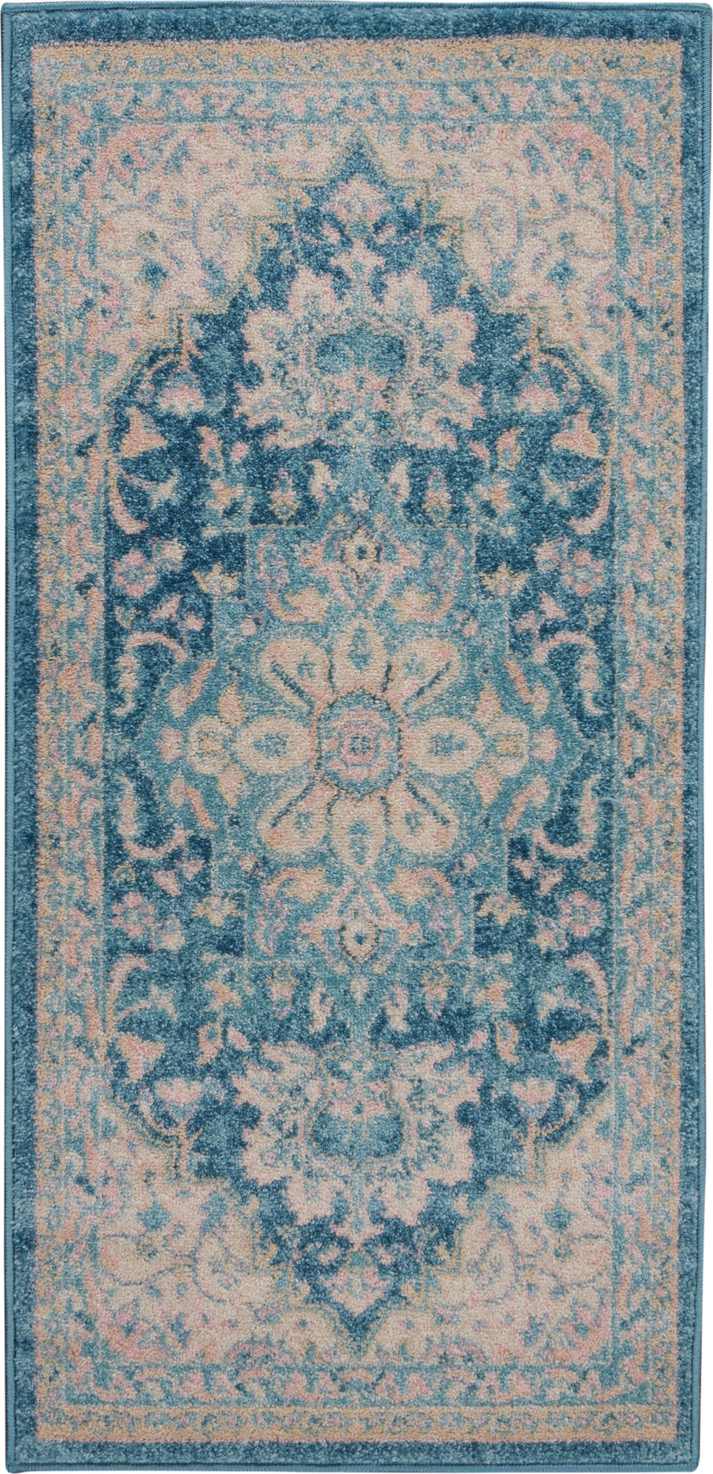Nourison Home Tranquil TRA07 Ivory Turquoise Traditional Machinemade Rug