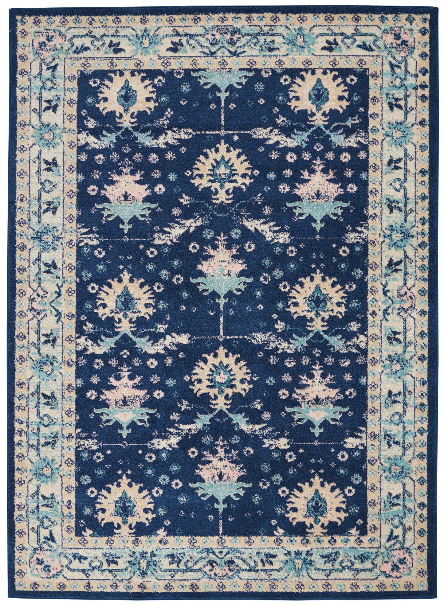 Nourison Home Tranquil TRA10 Navy Ivory  Traditional Machinemade Rug