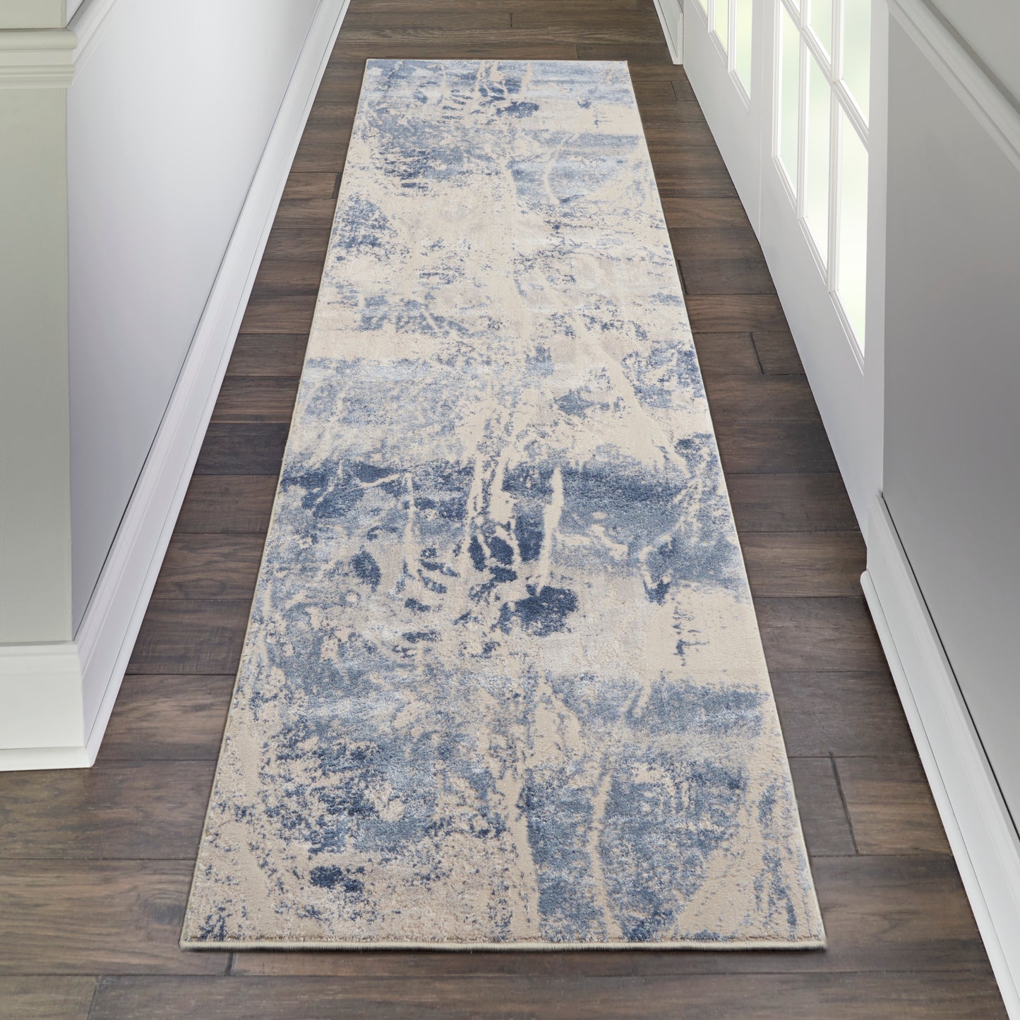 Nourison Home Silky Textures SLY02 Blue Cream  Contemporary Machinemade Rug