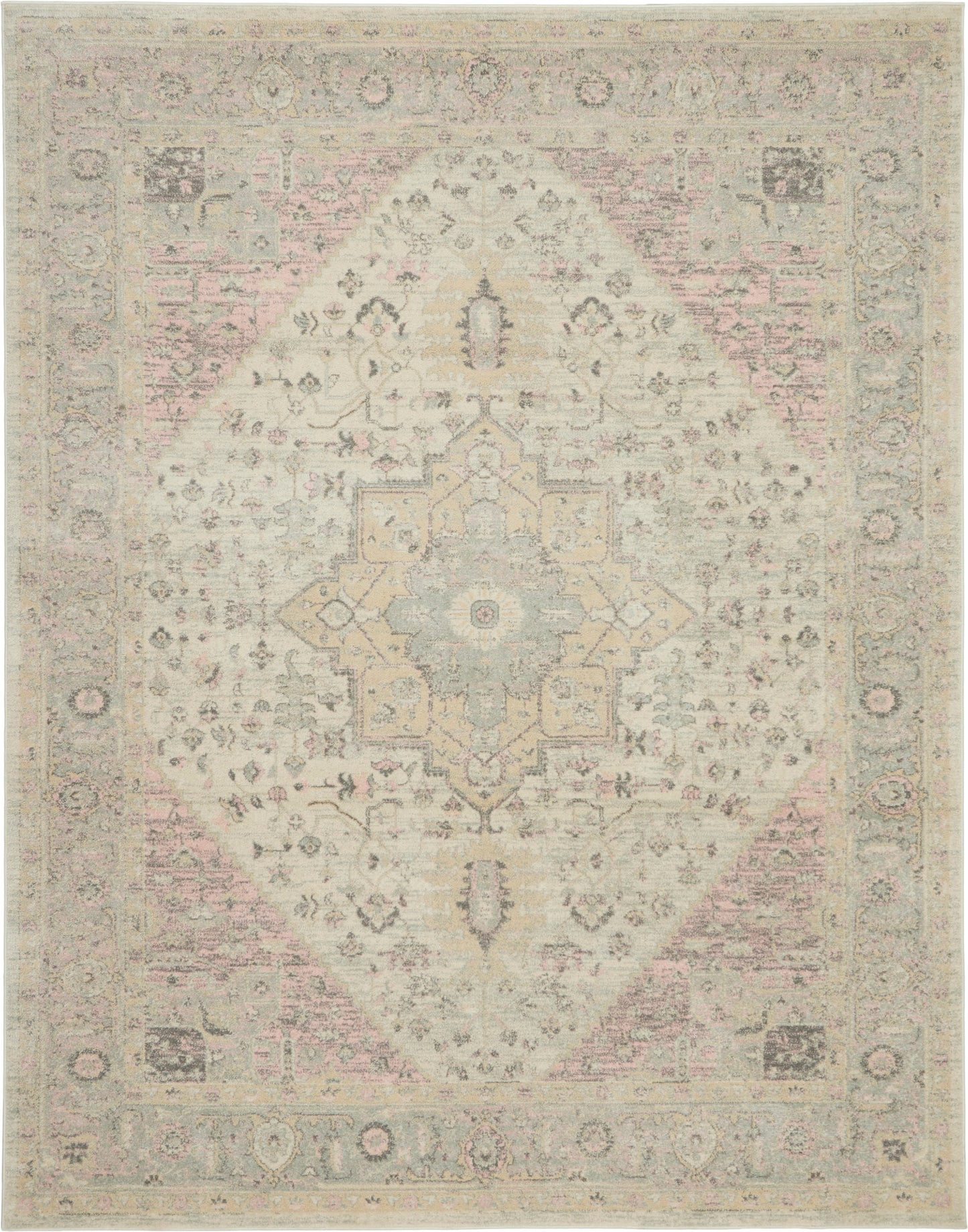 Nourison Home Tranquil TRA06 Ivory Pink  Transitional Machinemade Rug