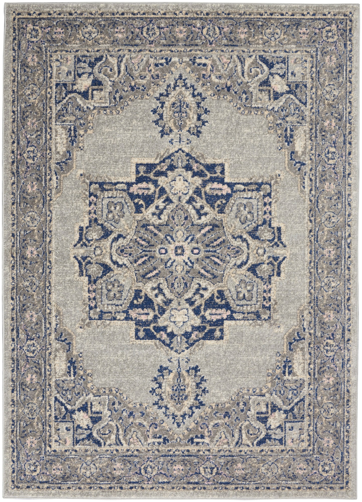 Nourison Home Tranquil TRA14 Grey Navy  Traditional Machinemade Rug