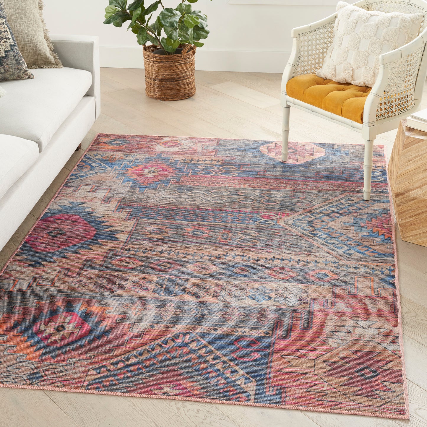 Nicole Curtis Machine Washable Series 1 SR106 Multicolor Traditional Machinemade Rug