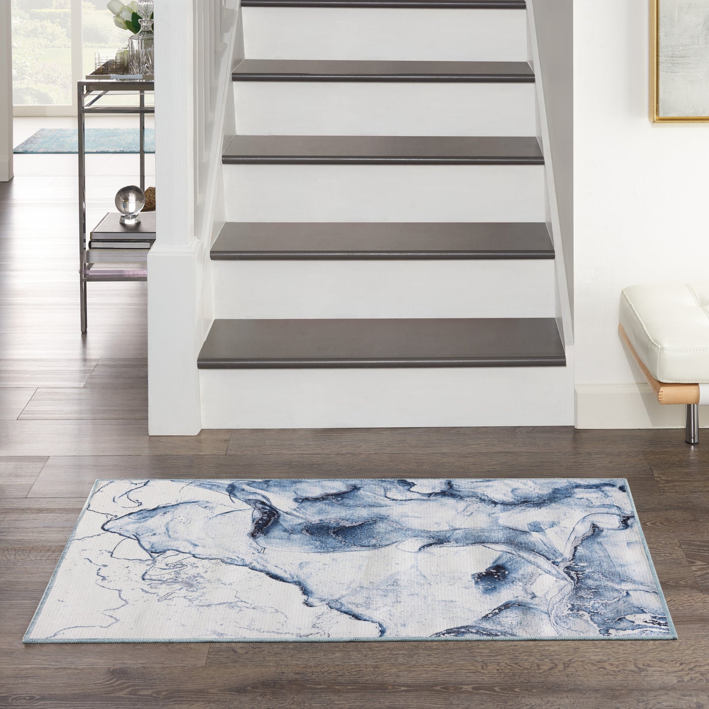 Inspire Me! Home Décor Daydream DDR01 Ivory Blue  Contemporary Machinemade Rug