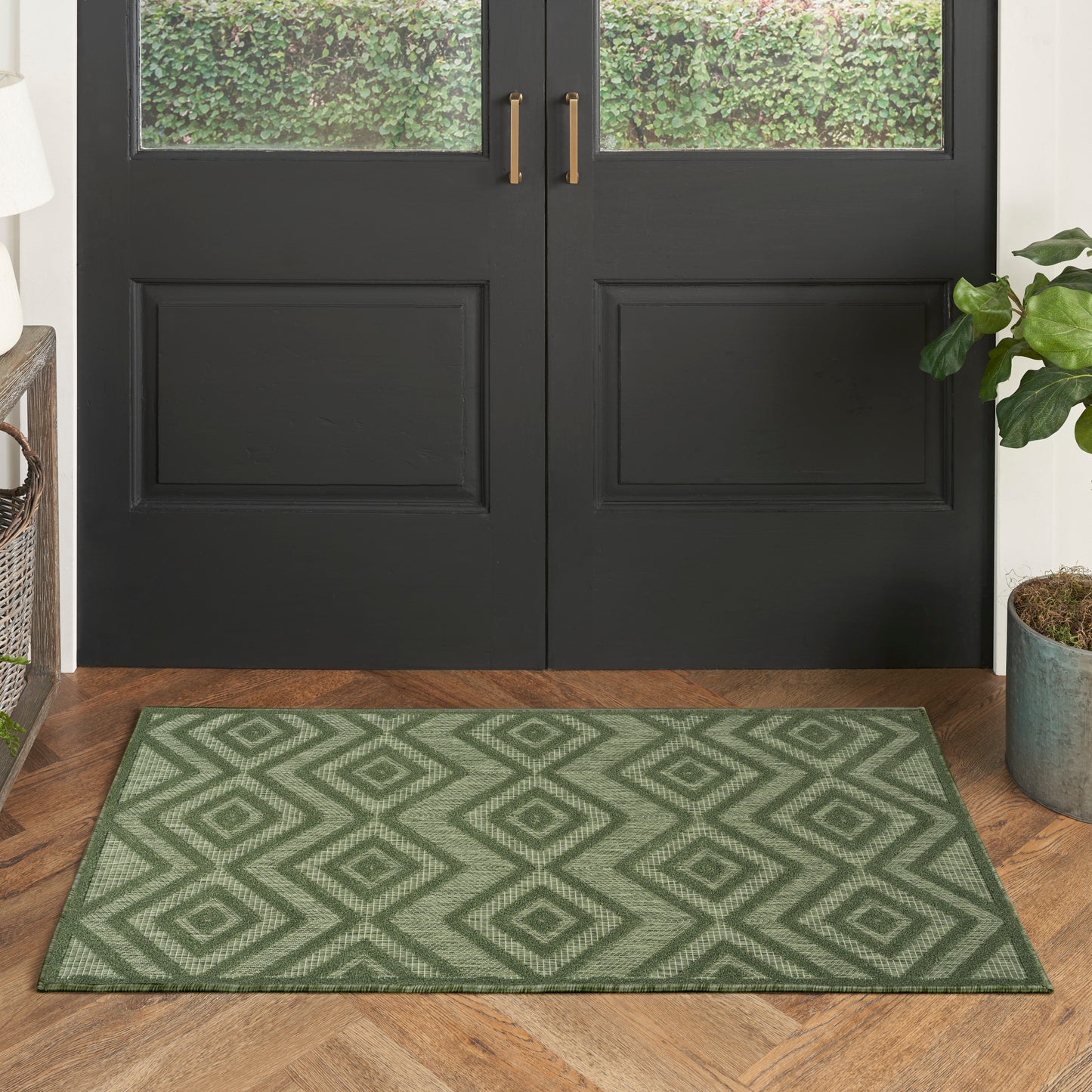 Nourison Home Versatile NRV01 Green  Contemporary Flat Weave Rug
