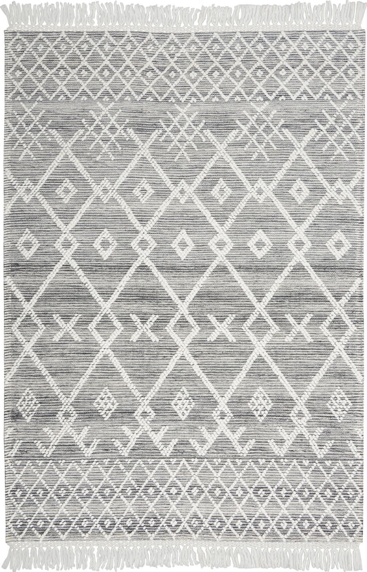 Nicole Curtis Series 3 SR302 Grey Ivory Contemporary Woven Rug