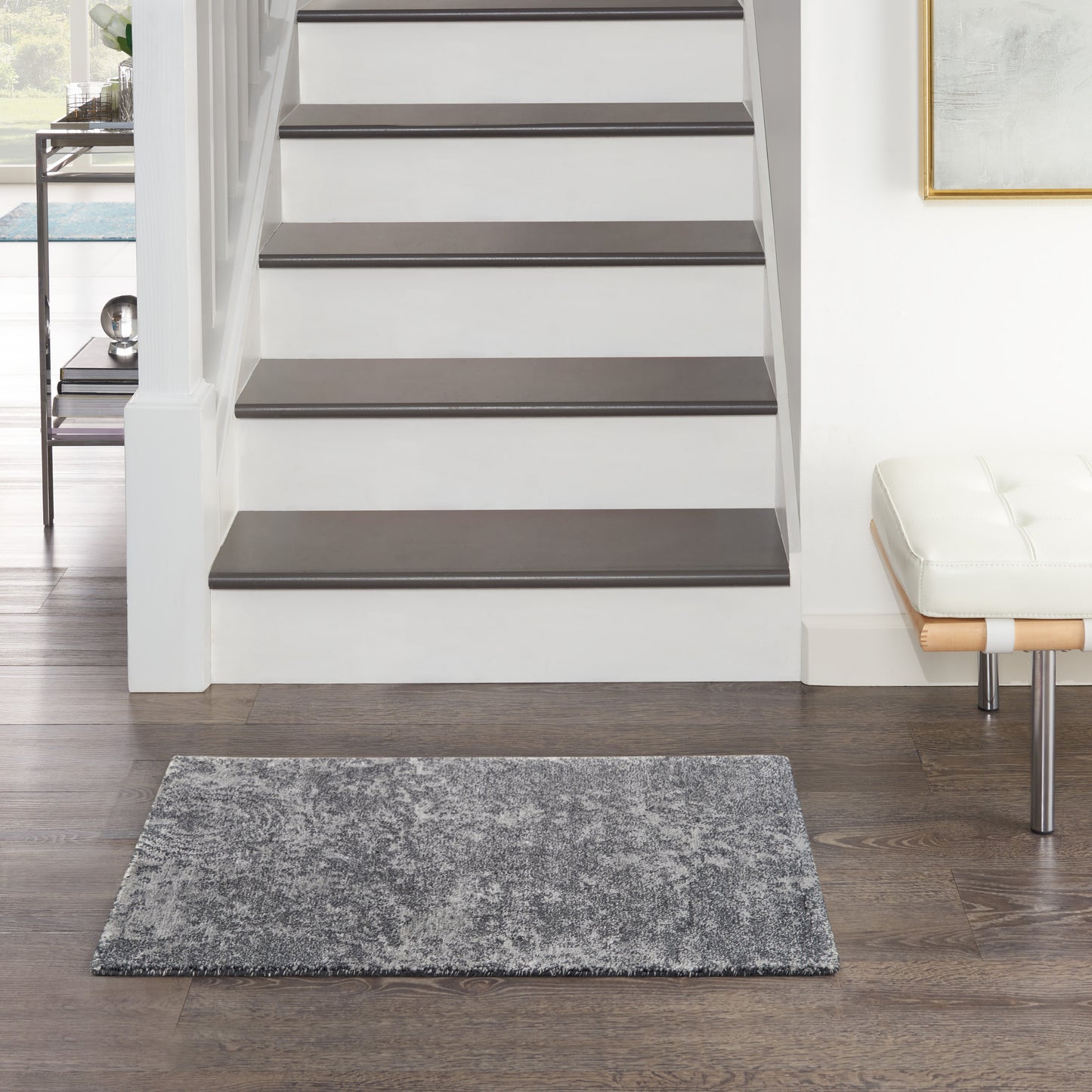 Nourison Home Silk Shadows SHA14 Graphite  Transitional Knotted Rug