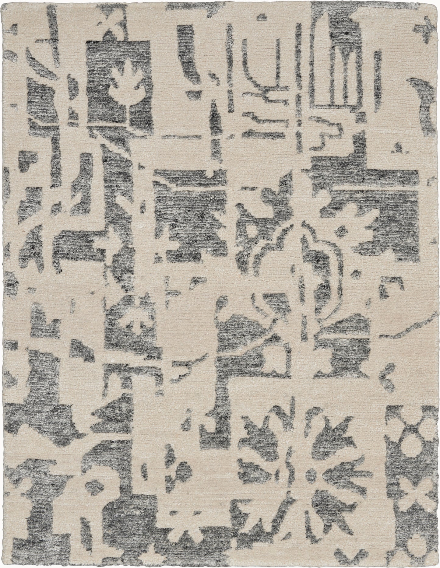 Nourison Home Silk Shadows SHA19 Ivory Grey Transitional Knotted Rug