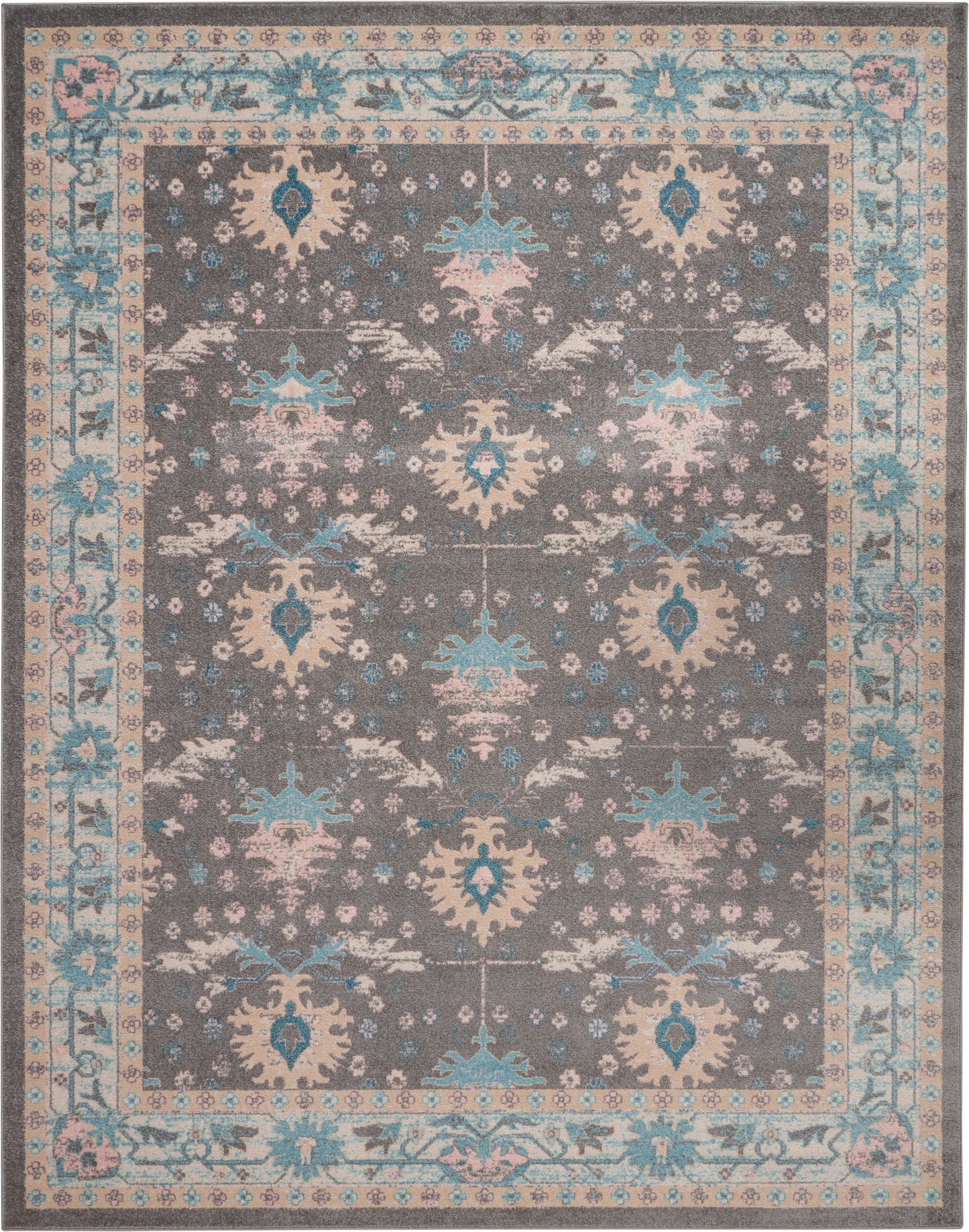 Nourison Home Tranquil TRA10 Grey Pink  Traditional Machinemade Rug