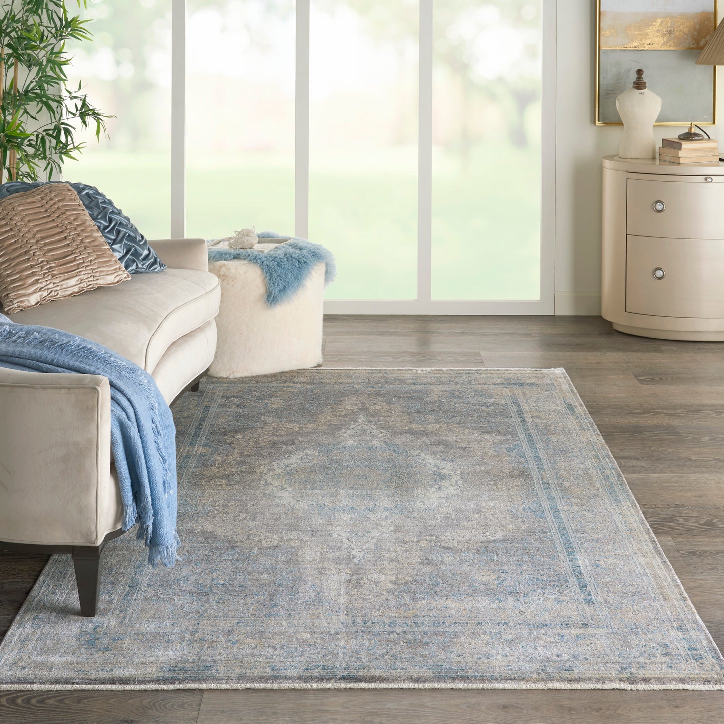 Nourison Home Starry Nights STN06 Cream Blue  Traditional Woven Rug