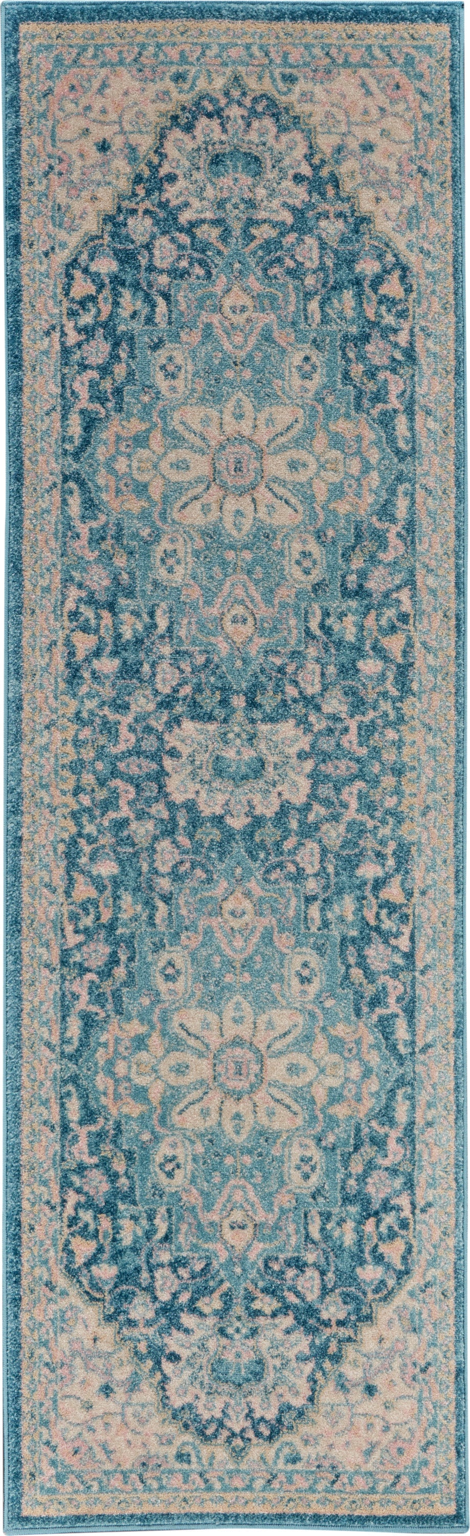 Nourison Home Tranquil TRA07 Ivory Turquoise  Traditional Machinemade Rug